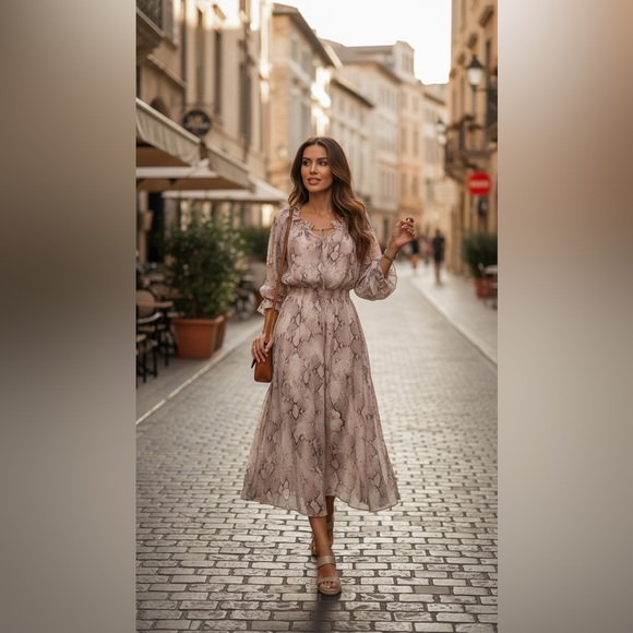 Elie Tahari Dresses & Skirts - Elie Tahari Snake Print Maxi Dress NWT Smocked Waist Resort Sz 2